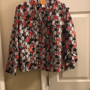 Ruby Red, Orange and Grey Polkadot Top Size 16P
